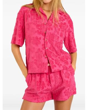 Banana Moon Floral-Pattern Terry-Cloth Shirt - Pink