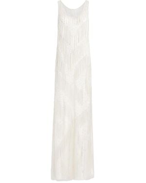 Jenny Packham Symphonie Fringed Maxi Dress - White