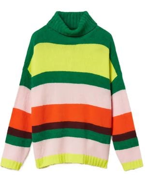 Twinset Striped Roll-Neck Jumper - Green