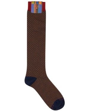 Gallo Geometric-Patterned Knee-High Socks - Brown
