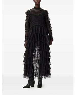 AllSaints Cavarly Tiered Lace Maxi Dress - Black