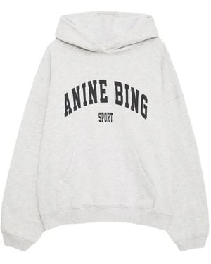 Anine Bing Harvey Logo-Print Hoodie - White