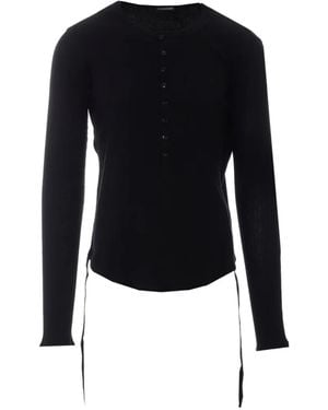 Ann Demeulemeester Hamar Button-Detail T-Shirt - Blue