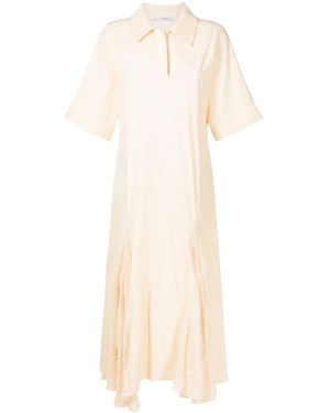 Isolda Flor Selvagem Floral-Embroidered Polo Dress - White