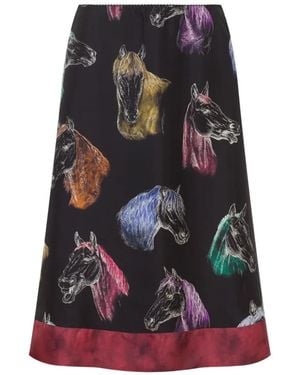 Moschino Horse-Print Midi Skirt - Black