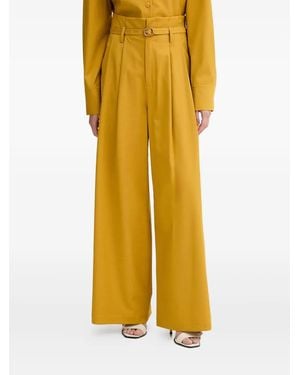 Isabelle Blanche Belted Pleated Palazzo Pants - Yellow