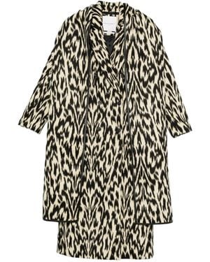 Brandon Maxwell Demi Double-Breasted Scarf Coat - White