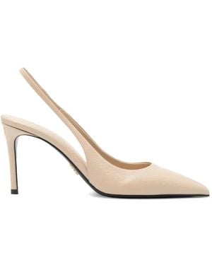 Prada Calf Leather Heel Court Shoes - White