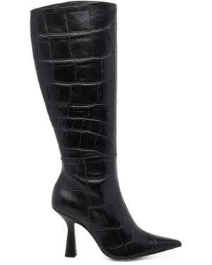Ángel Alarcón Croc-Effect Knee-High Boots - Black