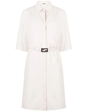 Fendi Hemdkleid Mit Gürtel - Weiß