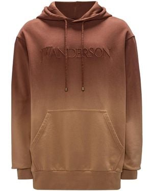 JW Anderson Logo-Embroidered Gradient-Effect Hoodie - Brown