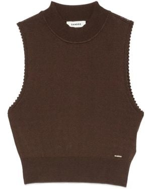 Sandro Mock-Neck Tank Top - Brown