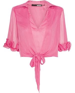 ROTATE BIRGER CHRISTENSEN Ruffled Cropped Blouse - Pink