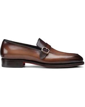 Santoni Buckle-Fastening Leather Loafers - Brown
