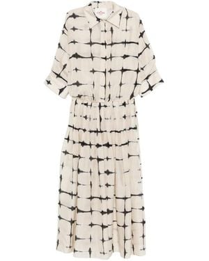 CRI.DA Wimbledon Tie-Dye Shirt Midi Dress - White