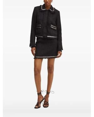Silvian Heach Chain-Trimmed Tweed Jacket - Black