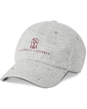 Brunello Cucinelli Cappello Da Baseball Con Ricamo Chevron - Bianco