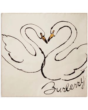 Burberry Swan シルクスカーフ - ナチュラル