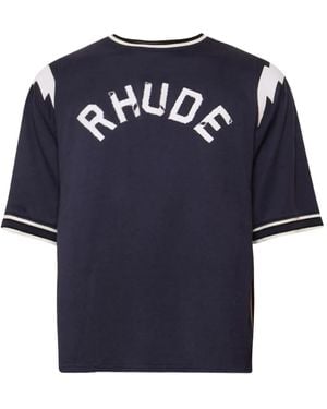 Rhude Logo-Detail Baseball T-Shirt - Blue