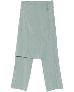 Alysi Layered Wrap-Design Pants - Green