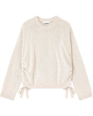 Ganni Drawstring Sweater - White