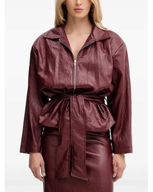Haveone Belted Zip-Up Jacket - Red