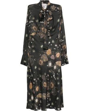 Semicouture フローラル ドレス - ブラック