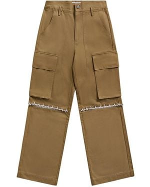 Area Crystal-Embellished Cargo Trousers - Green