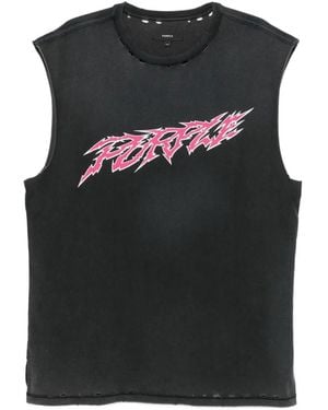 Purple Brand Graphic-Print Distressed T-Shirt - Black