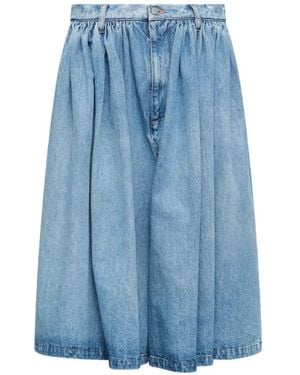 MM6 by Maison Margiela Pleated Denim Shorts - Blue