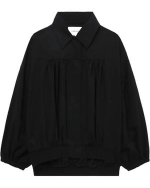 Enfold Balloon-Sleeve Pleated Jacket - Black