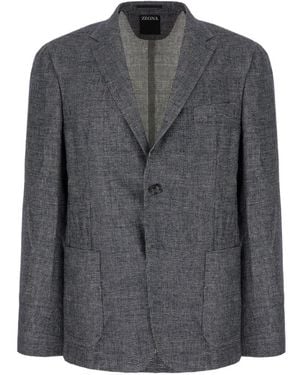 ZEGNA Single-Breasted Blazer - Gray