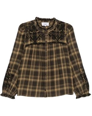 Ba&sh Kaela Embroidered Checked Blouse - Green