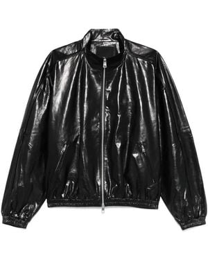 Purple Brand Zip Leather Jacket - Black