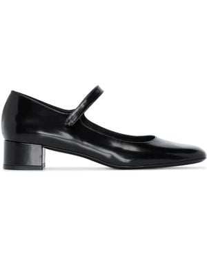 BY FAR Ginny 45mm Leather Mary Jane Pumps - Black