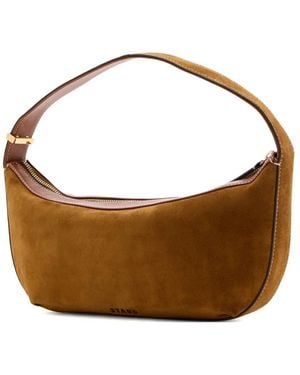 STAUD Suede Zip-Top Satchel - Brown
