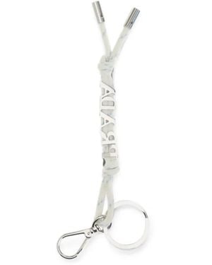 Prada Logo-Lettering Cord Keyring - White