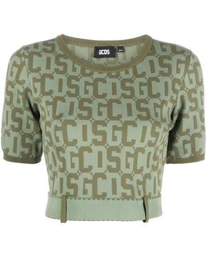 Gcds Matilda Monogram Cropped Top - Green