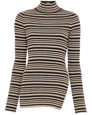 Nanushka T-Shirt Rayé À Col Roulé - Noir