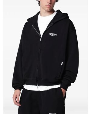 Represent Owners Club Logo-Print Hoodie - Black