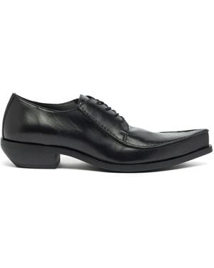 DIESEL Pointed-Toe Leather Derby Shoes - White