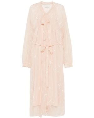 forte_forte Lace Pussy-Bow Midi Dress - White
