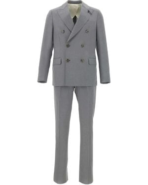 Lardini Double-Breasted Peak Lapel Suit - Gray