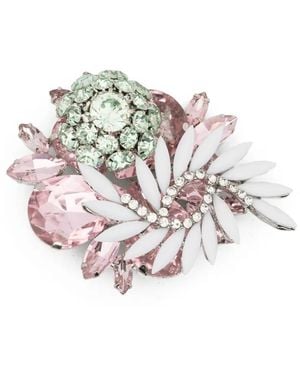 August Barron Cluster Crystal-Embellished Floral Brooch - White
