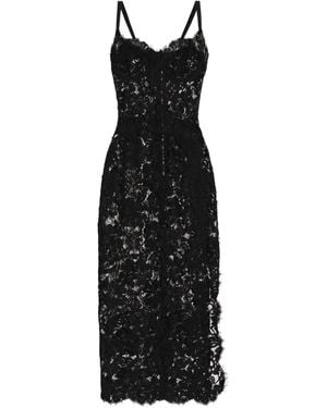 Dolce & Gabbana Lace Slit Midi Dress - Black