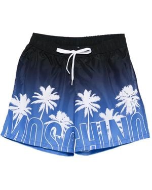 Moschino Palm-Tree Print Swim Shorts - Blue