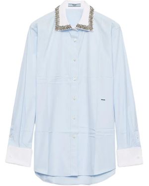 Prada Embroidered Poplin Shirt - Blue