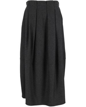 Antonelli Pleated Wool-Blend Midi Skirt - Black
