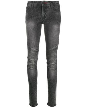 Philipp Plein Acid-Wash Skinny Jeggings - Grey