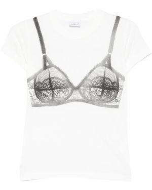 VAQUERA Bra Trompe L'Oeil Cotton T-Shirt - White